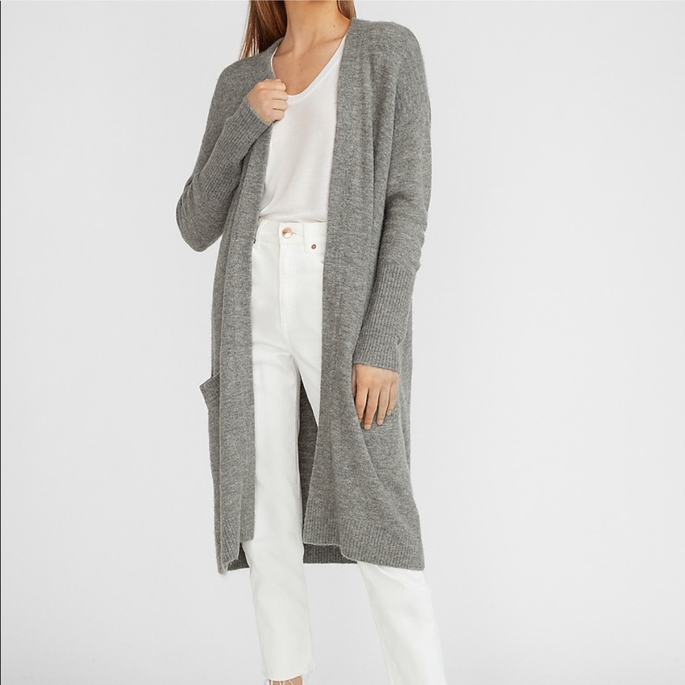 Express Long Neutral Cardigan With Pockets•Size S